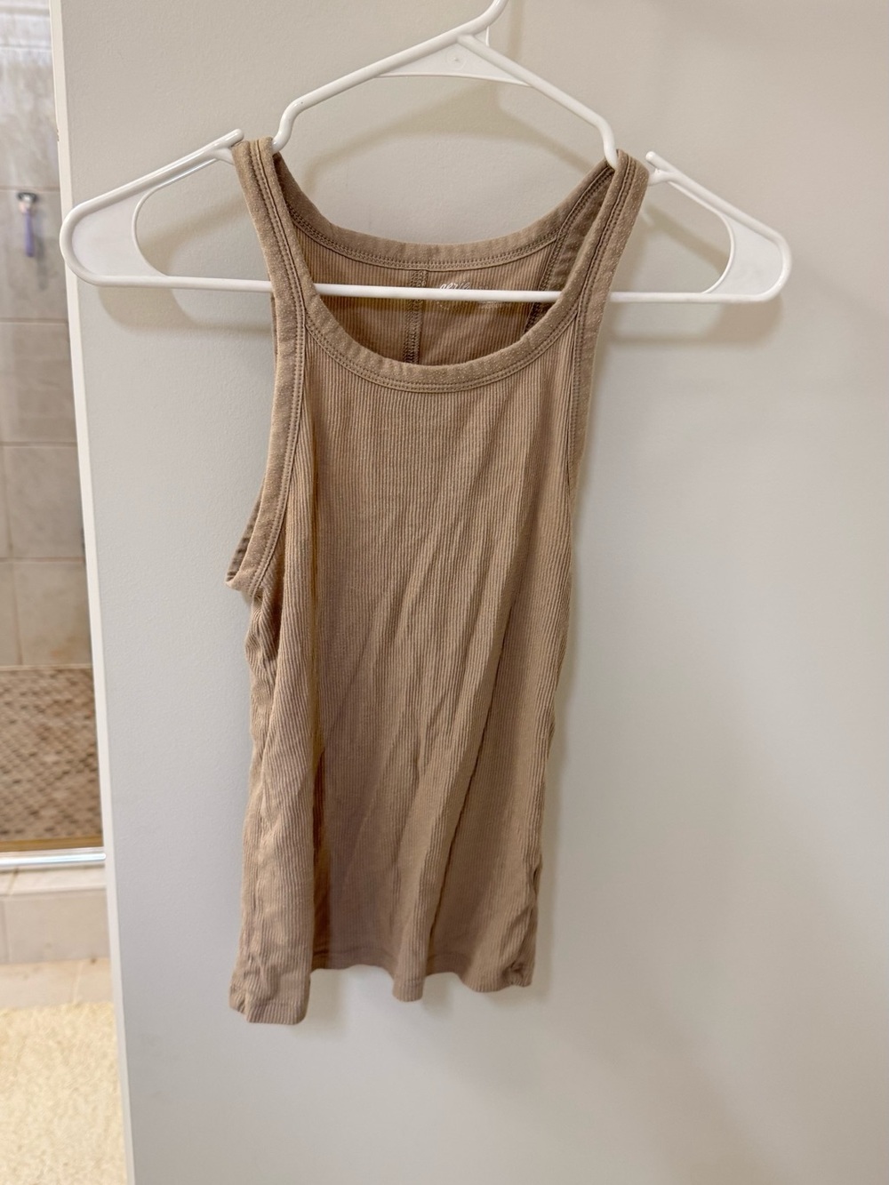 Aerie Ribbed Tank Top in Taupe